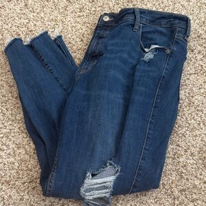 Old Navy Dark Blue Distressed Skinny Jeans